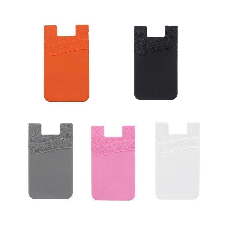 Silicone Phone Card Holder Double Layer Adhesive Wallet with 3M Backing - White