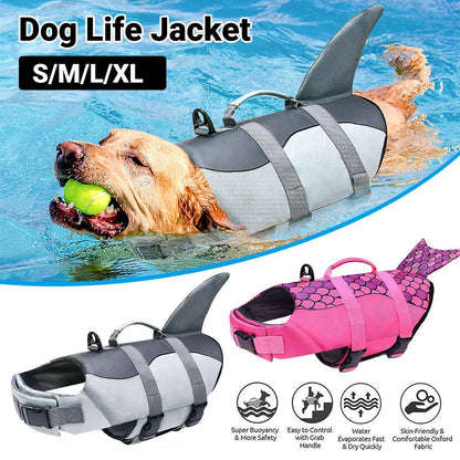 Pet Life Jacket Dog Swim Vest Outdoor Water Gear for Summer Swimming Activities - Grey S