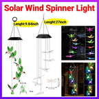 Wind Chimes Solar Powered Led Lights Changing Hanging Garden Yard Outdoor Decor - Dragonfly