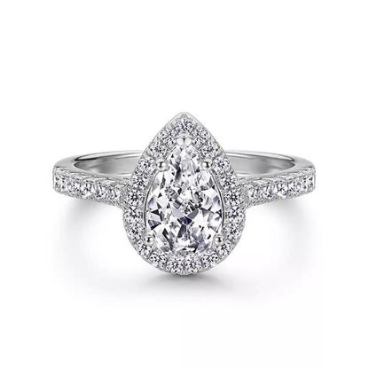 Sparkling Pear Shaped Zircon Cluster Ring Pear Shape Engagement Women Gift - 8