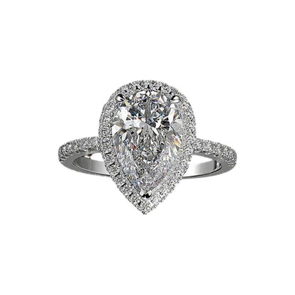 Sparkling Pear Shaped Zircon Cluster Ring Pear Shape Engagement Women Gift - 8