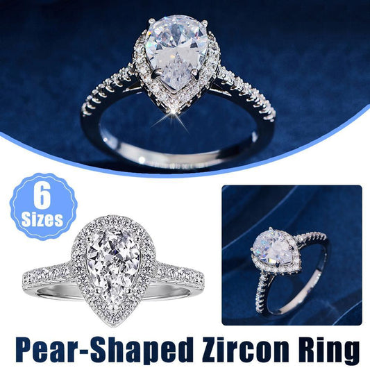 Sparkling Pear Shaped Zircon Cluster Ring Pear Shape Engagement Women Gift - 9
