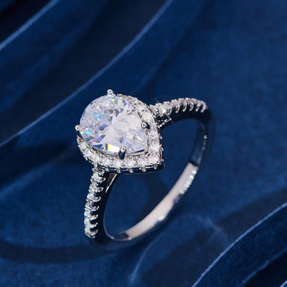 Sparkling Pear Shaped Zircon Cluster Ring Pear Shape Engagement Women Gift - 9