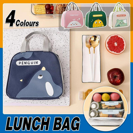 Cute Cartoon Lunch Bag Reusable Insulated School Lunch Box Cooler Tote Boy Girl - Navy