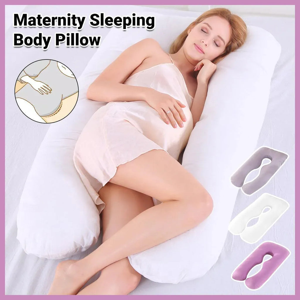 U-shaped All-Cotton Maternity Pillow Multifunctional Lumbar Side Sleep Cushion - Purple