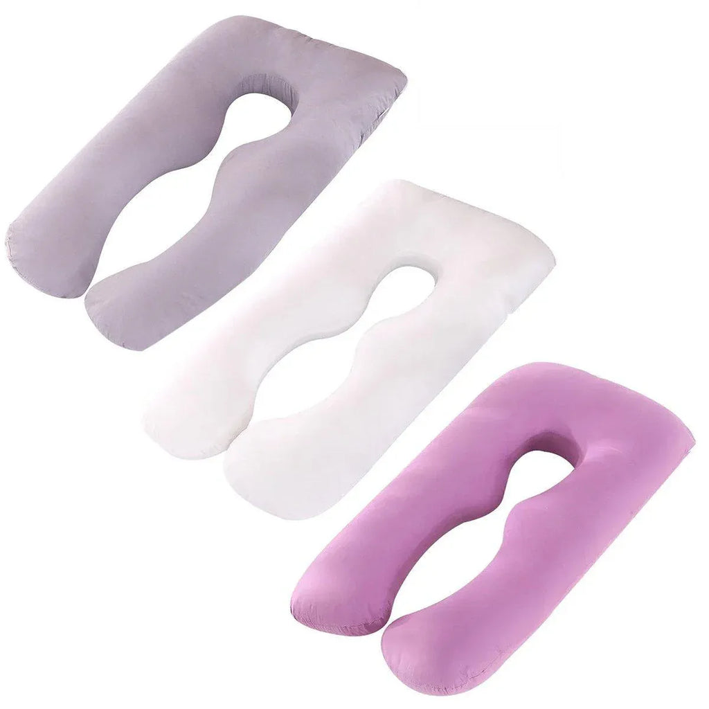 U-shaped All-Cotton Maternity Pillow Multifunctional Lumbar Side Sleep Cushion - Purple