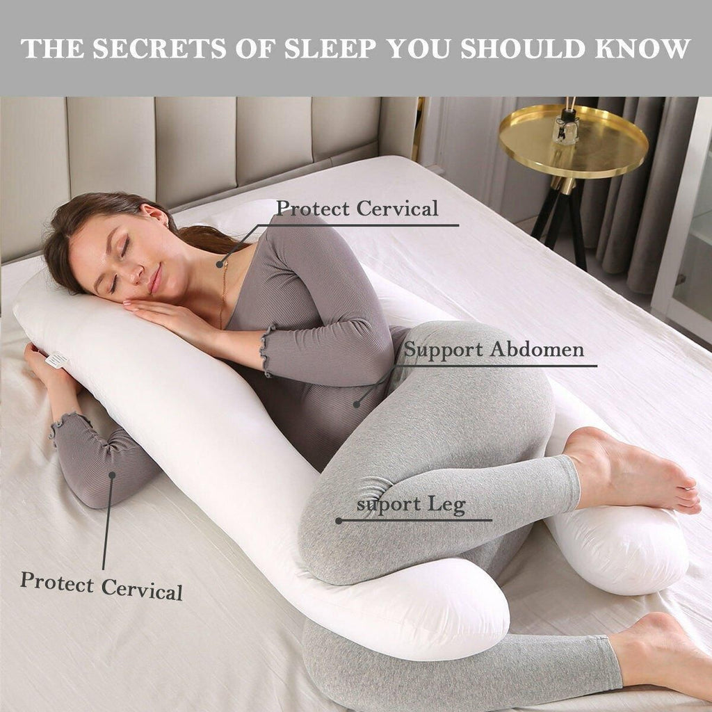 U-shaped All-Cotton Maternity Pillow Multifunctional Lumbar Side Sleep Cushion - Purple