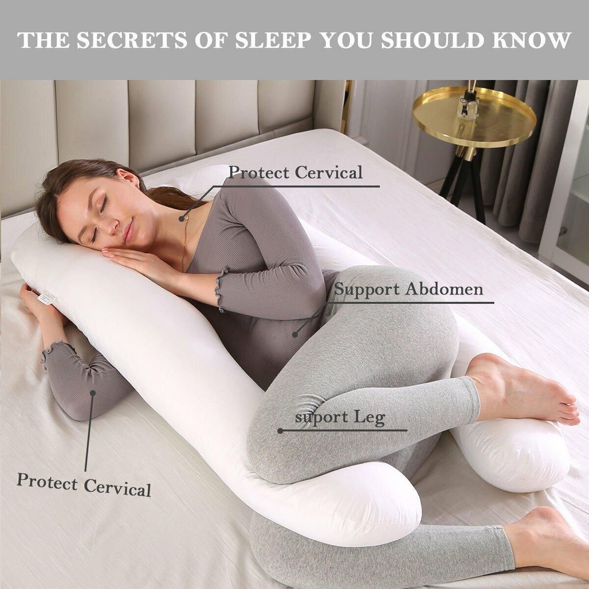 U-shaped All-Cotton Maternity Pillow Multifunctional Lumbar Side Sleep Cushion - Purple