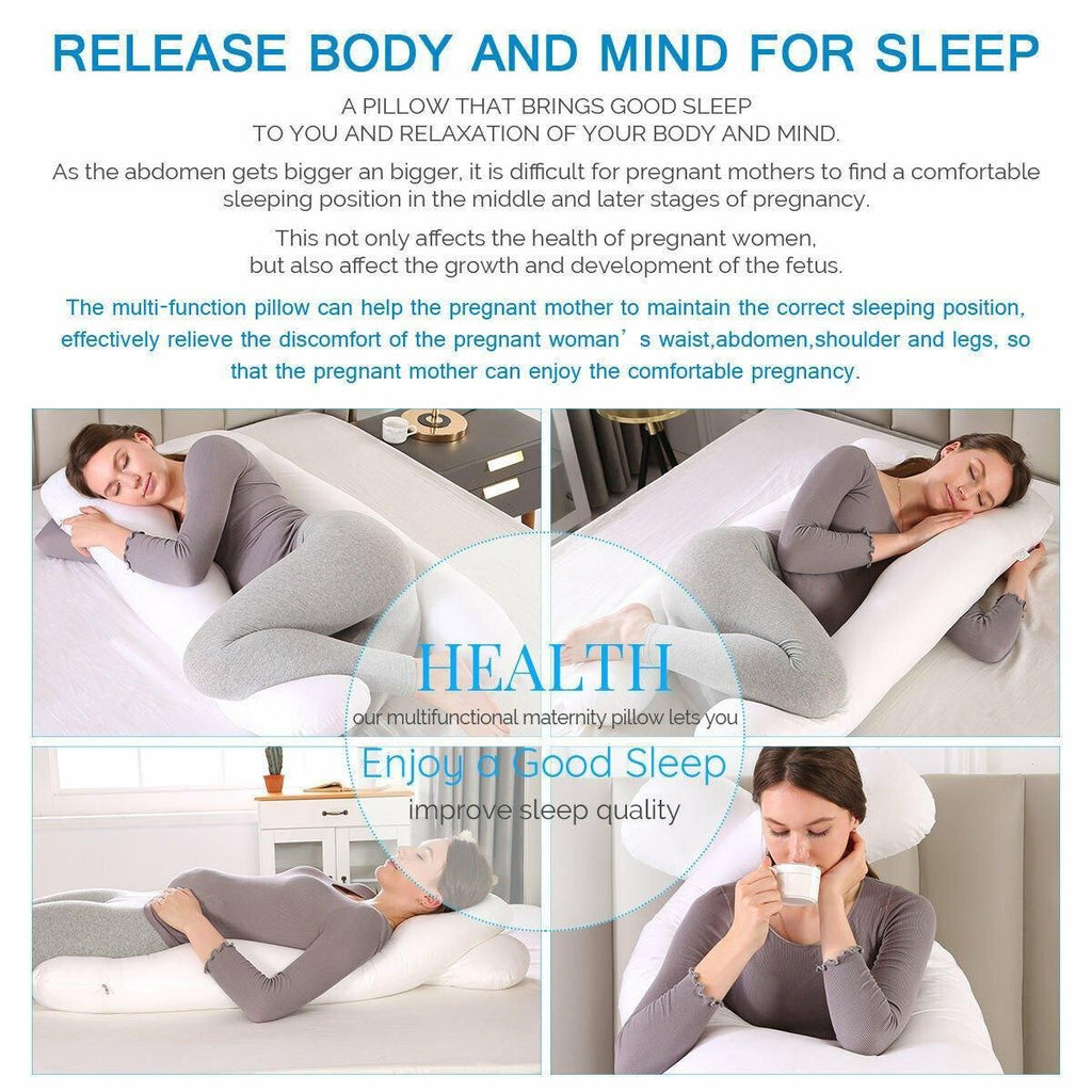 U-shaped All-Cotton Maternity Pillow Multifunctional Lumbar Side Sleep Cushion - Purple