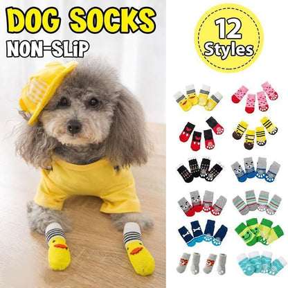 Dog Socks Non-Slip Grip Slip Anti-Slip - Puppy Cat Pet Shoes Slippers S Size - Red Heart