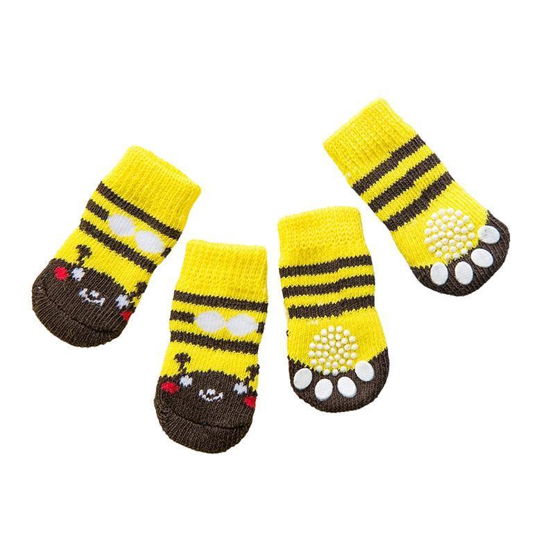 Dog Socks Non-Slip Grip Slip Anti-Slip - Puppy Cat Pet Shoes Slippers M Size - Red Heart