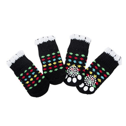 Dog Socks Non-Slip Grip Slip Anti-Slip - Puppy Cat Pet Shoes Slippers M Size - Red bear