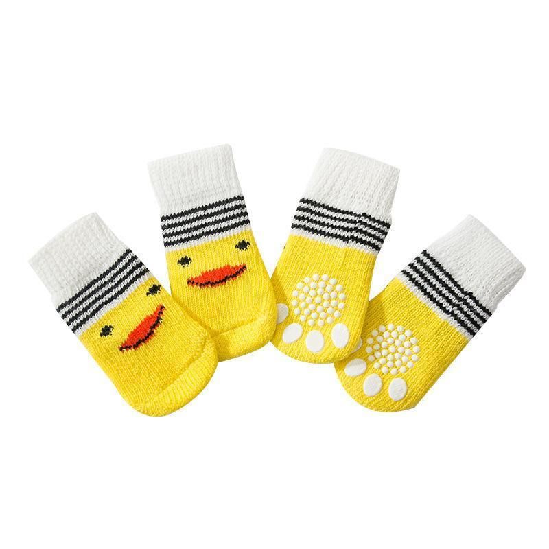 Dog Socks Non-Slip Grip Slip Anti-Slip - Puppy Cat Pet Shoes Slippers S Size - Grey tiger