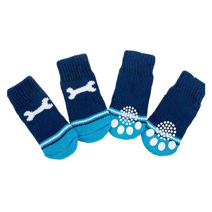 Dog Socks Non-Slip Grip Slip Anti-Slip - Puppy Cat Pet Shoes Slippers M Size - Grey tiger