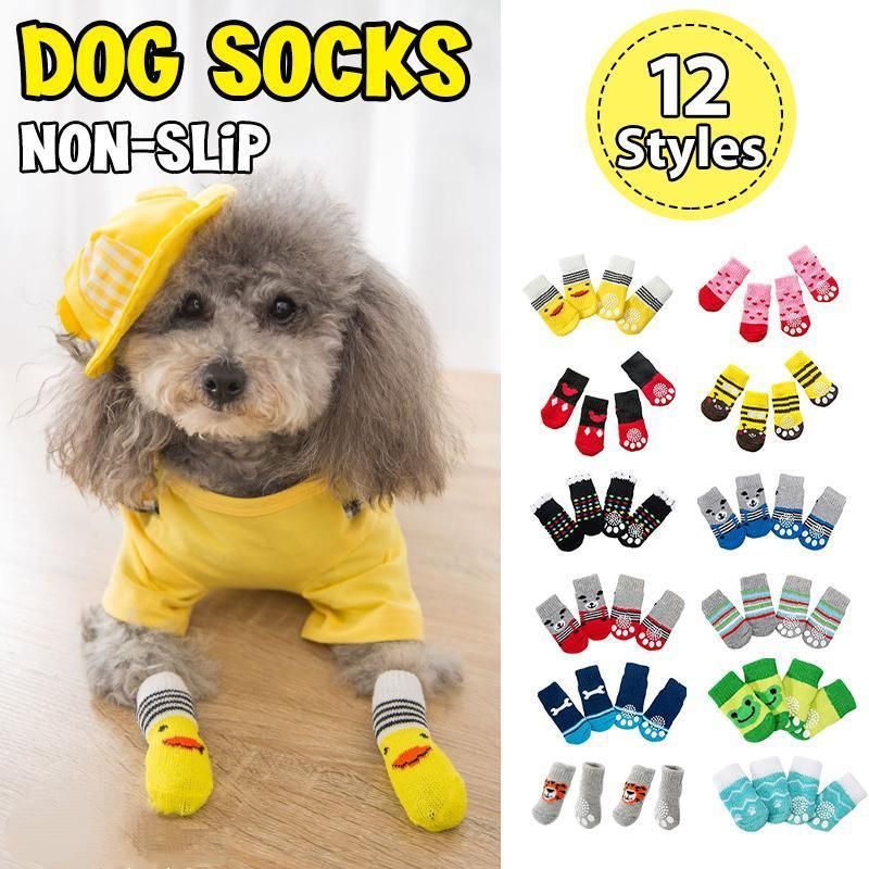 Dog Socks Non-Slip Grip Slip Anti-Slip - Puppy Cat Pet Shoes Slippers S Size - Water green ripples