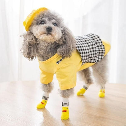 Non Slip Pet Socks for Dogs and Cats Knitted Paw Protector with Grips L Size - Water green ripples