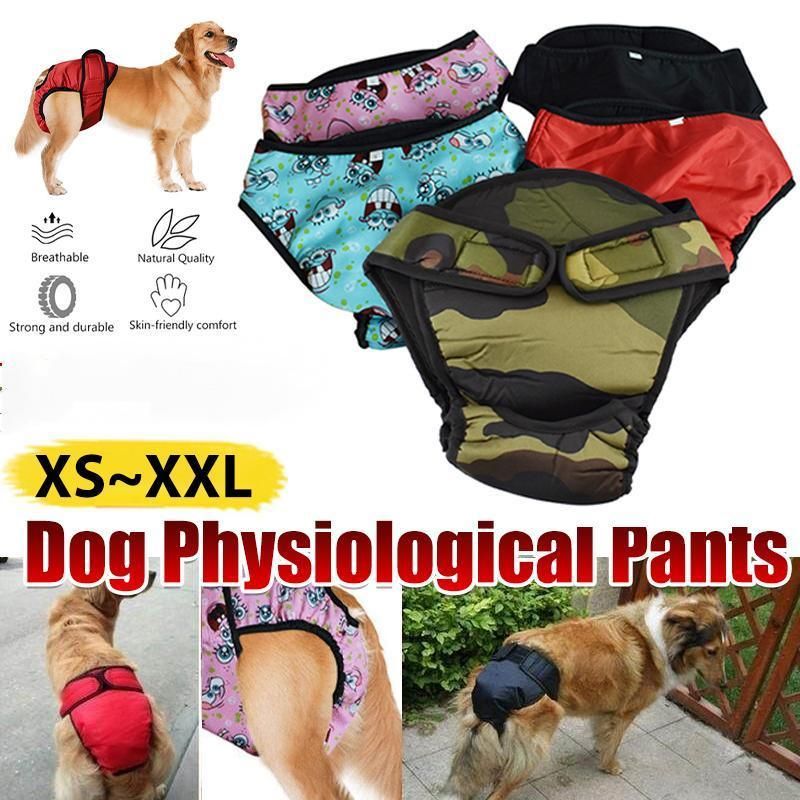 Washable Female Pet Dog Cat Nappy Diaper Physiological Pants Panties Underwear Red - M