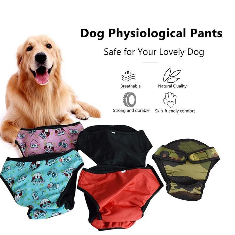 Washable Female Pet Dog Cat Nappy Diaper Physiological Pants Panties Underwear Red - M