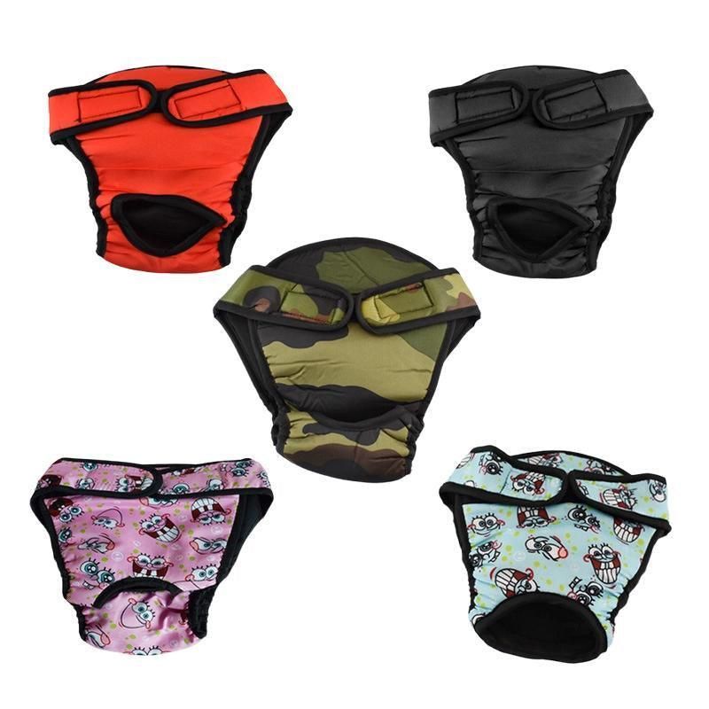Washable Female Pet Dog Cat Nappy Diaper Physiological Pants Panties Underwear Red - M