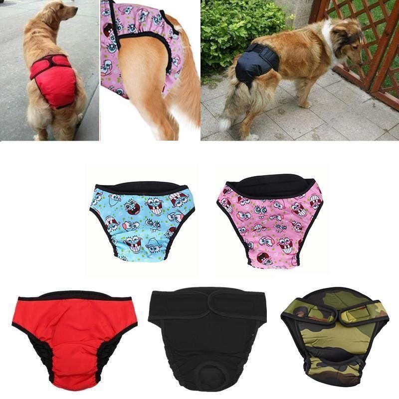 Washable Female Pet Dog Cat Nappy Diaper Physiological Pants Panties Underwear Red - L