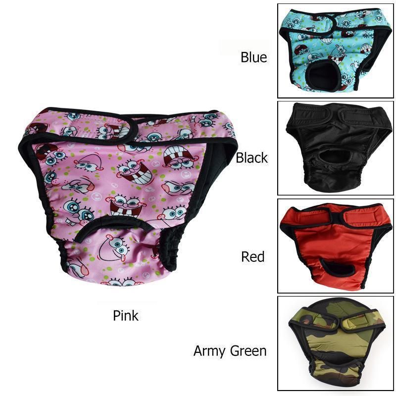 Washable Female Pet Dog Cat Nappy Diaper Physiological Pants Panties Underwear Red - L