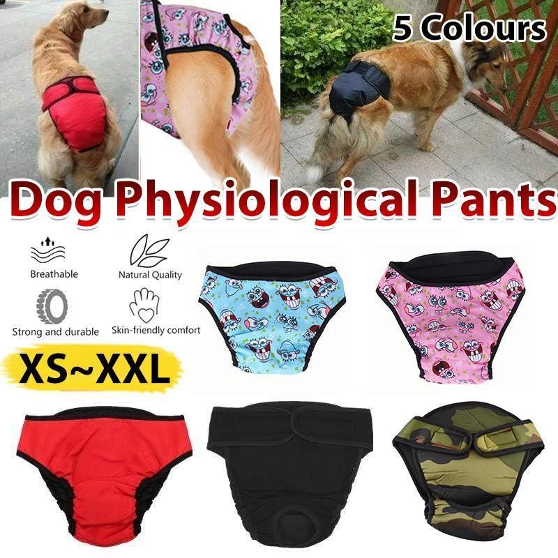 Washable Female Pet Dog Cat Nappy Diaper Physiological Pants Panties Underwear Red - XL