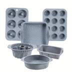 6PCS Silicone Cake Mould Set Baking Pans Nonstick Cupcake Cookie Tools Reusable - Pink