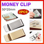 Clip Note Business Card Holder Stainless Steel Mens Wallet Metal - Silver