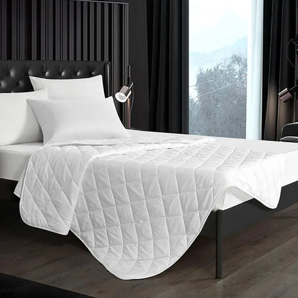 Hotel Mattress Comfort Pads Fabric Bedding Topper Mattress Protectors Cover - 153x203cm-Plain