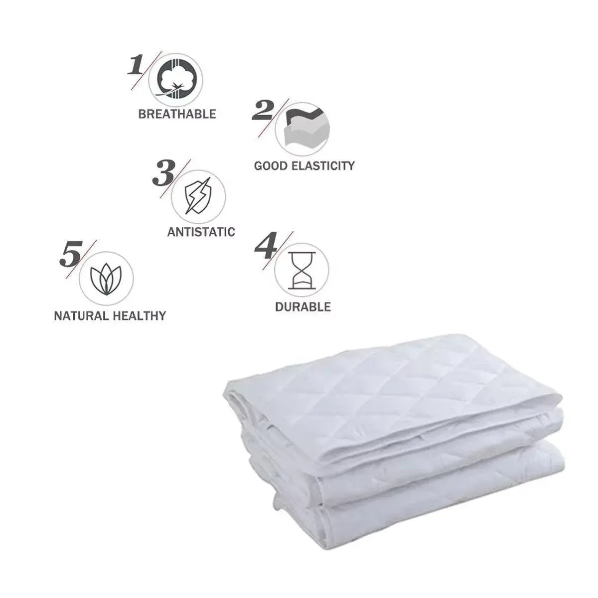 Hotel Mattress Comfort Pads Fabric Bedding Topper Mattress Protectors Cover - 153x203cm-Plain