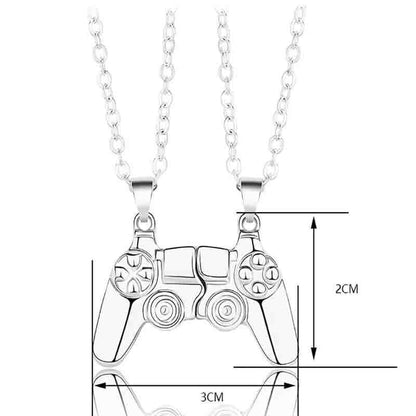 Matching Gamer Controller Necklace for Couples or Friends Pendant Gift Set - Gold and Gold