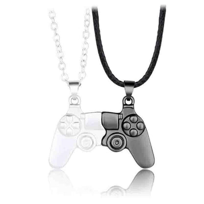 Matching Gamer Controller Necklace for Couples or Friends Pendant Gift Set - Gold and Gold
