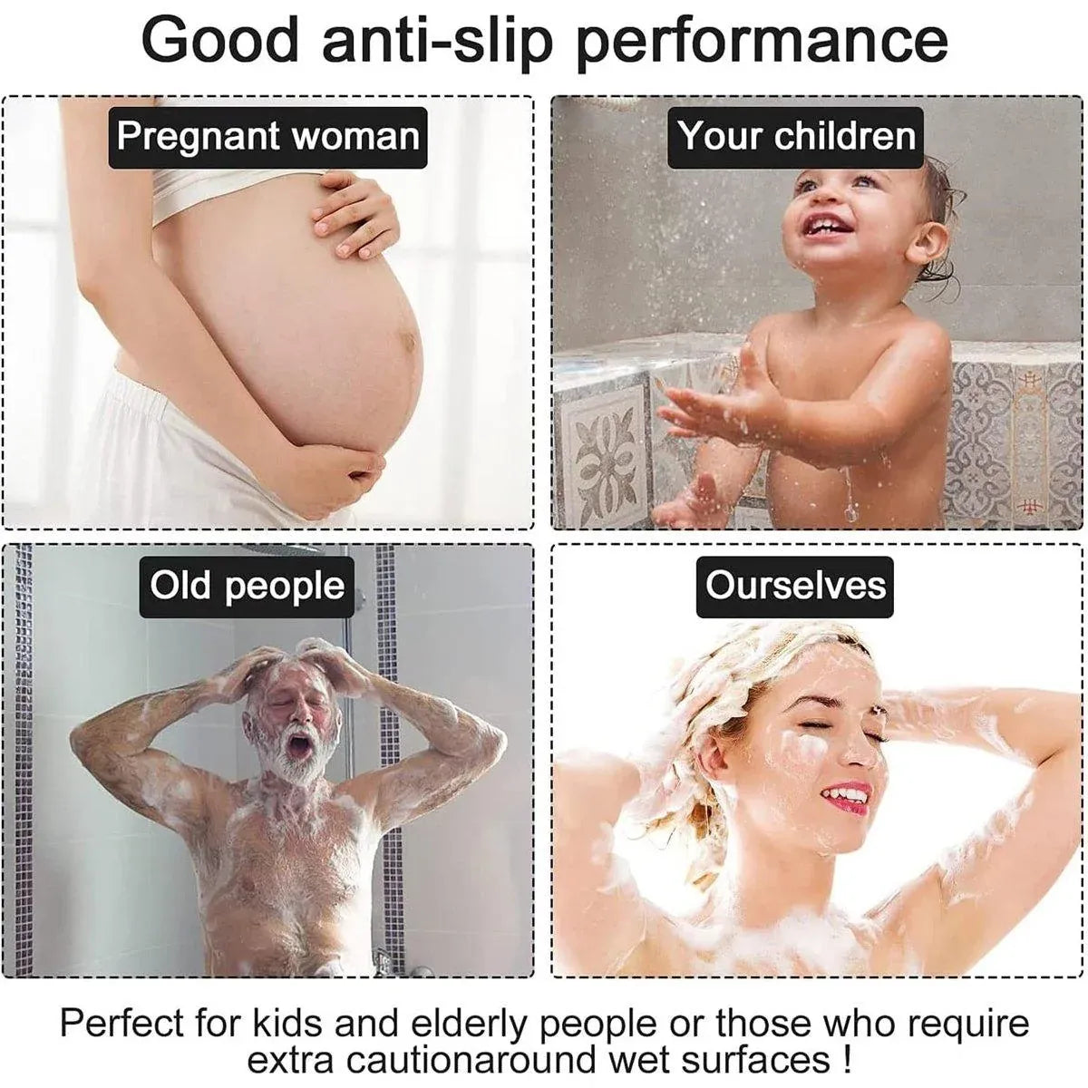 Anti Slip Bathroom Mat Non Slip Shower Floor Mat Quick Dry Soft Comfortable Rug - Grey-40x60cm