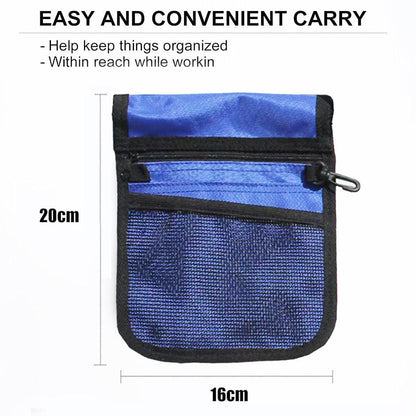 Nurse Pouch Waist Bag Medical Tool Organizer Pocket Belt with Keyring - Navy Blue