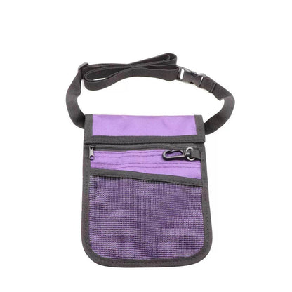 Nurse Pouch Waist Bag Medical Tool Organizer Pocket Belt with Keyring - Purple