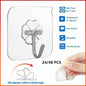 24-48Pcs Clear Seamless Adhesive Hook Strong Stick Wall Hook Load Kitchen Hanger - 24 PCS