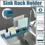 Telescopic Sink Rack Holder Expandable Storage Drain Basket Home Kitchen Kit - White