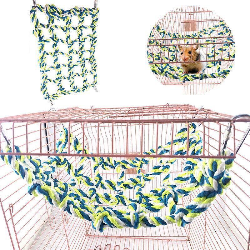 Hanging Climbing Net for Birds and Small Pets Cotton or Hemp Rope Cage Hammock - Cotton Rope