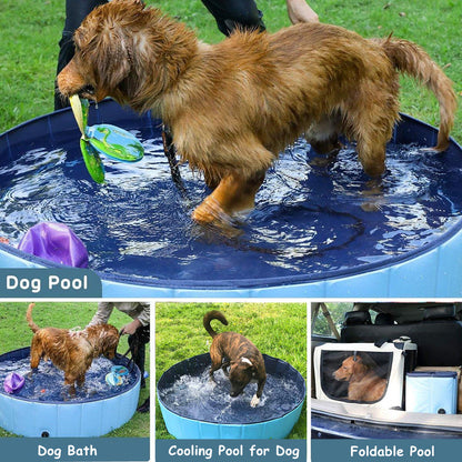 Pet Swimming Pool Foldable Portable Pool for Dogs Outdoor Summer Play - Red-120x30cm