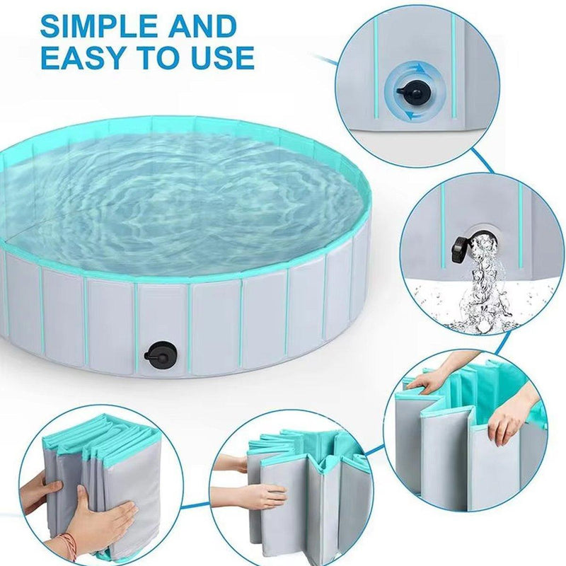Pet Swimming Pool Foldable Portable Pool for Dogs Outdoor Summer Play - Red-120x30cm