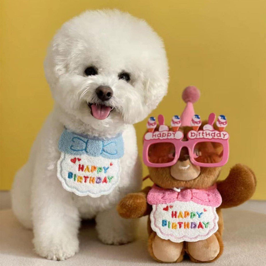 Pet Birthday Dog Cat Bib Scarf Hat Accessory Dogs Cats Celebration - Green