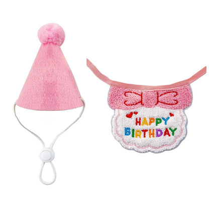 Pet Birthday Dog Cat Bib Scarf Hat Accessory Dogs Cats Celebration - Orange