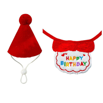 Pet Birthday Dog Cat Bib Scarf Hat Accessory Dogs Cats Celebration - Sky Blue