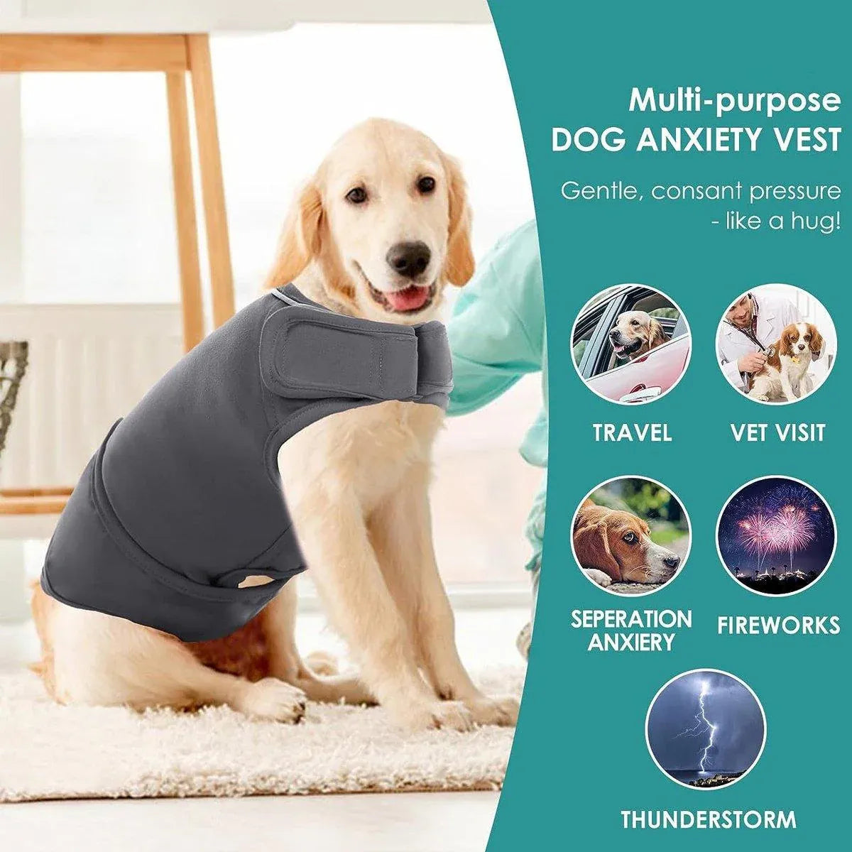 Pet Comfort Dog Relief Vest Jacket Soft Anxiety Coat for Small Medium Large Dogs - S
