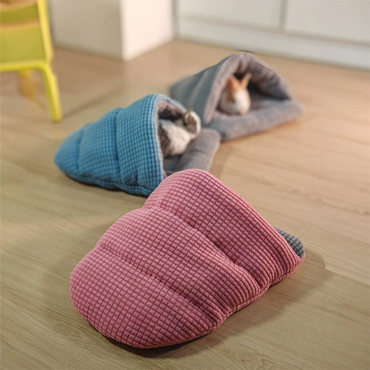Pet Kennel Sleeping Bag Semi Enclosed Bed for Small Animals Cats and Puppies - Grey