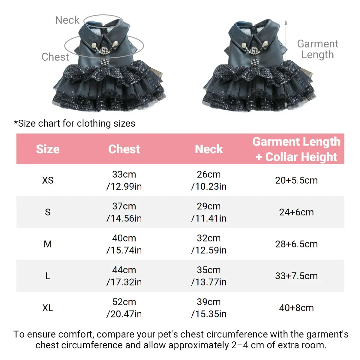 Autumn Winter Pet Dog Cat Dress Faux Leather Sequin Skirt Outfit for Small Dogs - S