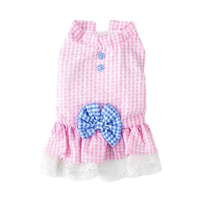 Cute Small Dog Dress Puppy Clothing Pet Apparel for Summer Fashion Outfit - Blue - S