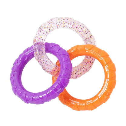 Interactive Dog Toys TRP Rubber Ring Teething Pet Rally Ring Chew Play Fetch - Blue-Purple