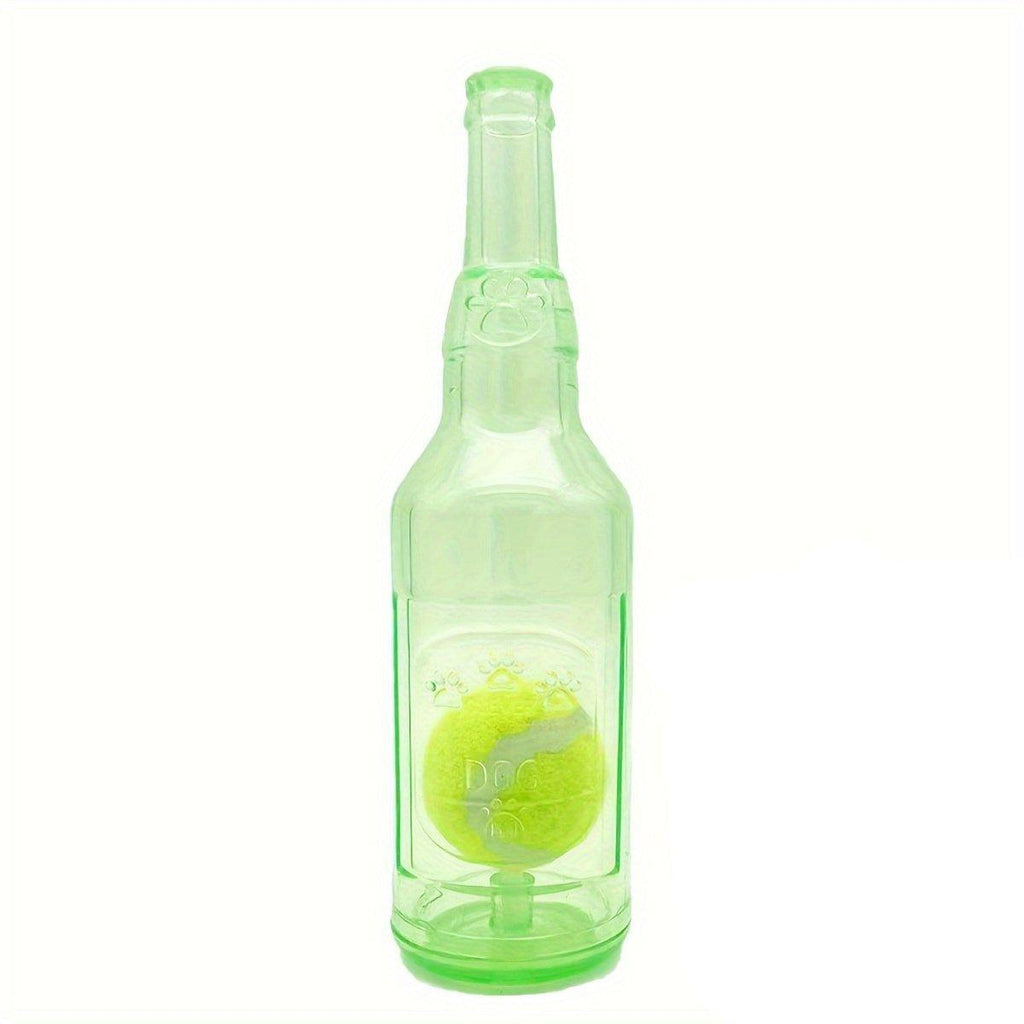 Durable Pet Teething Resistant Tennis Ball Wine Bottle Chew Toy for Dogs Play - Green-L
