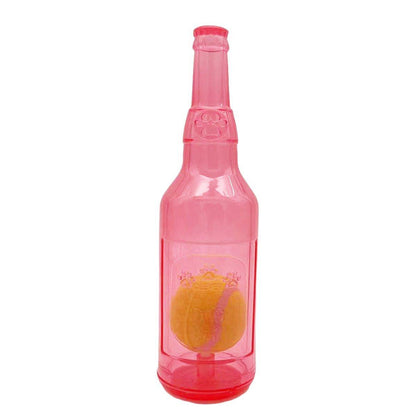 Durable Pet Teething Resistant Tennis Ball Wine Bottle Chew Toy for Dogs Play - Red-L